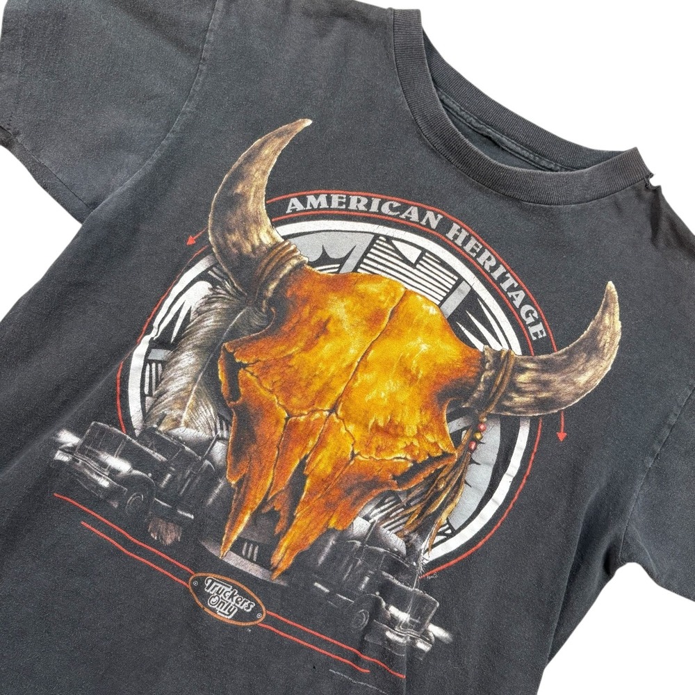 VTG 1993 3D Emblem Truckers Only‎ American Heritage Biker T-Shirt Sz S Grunge